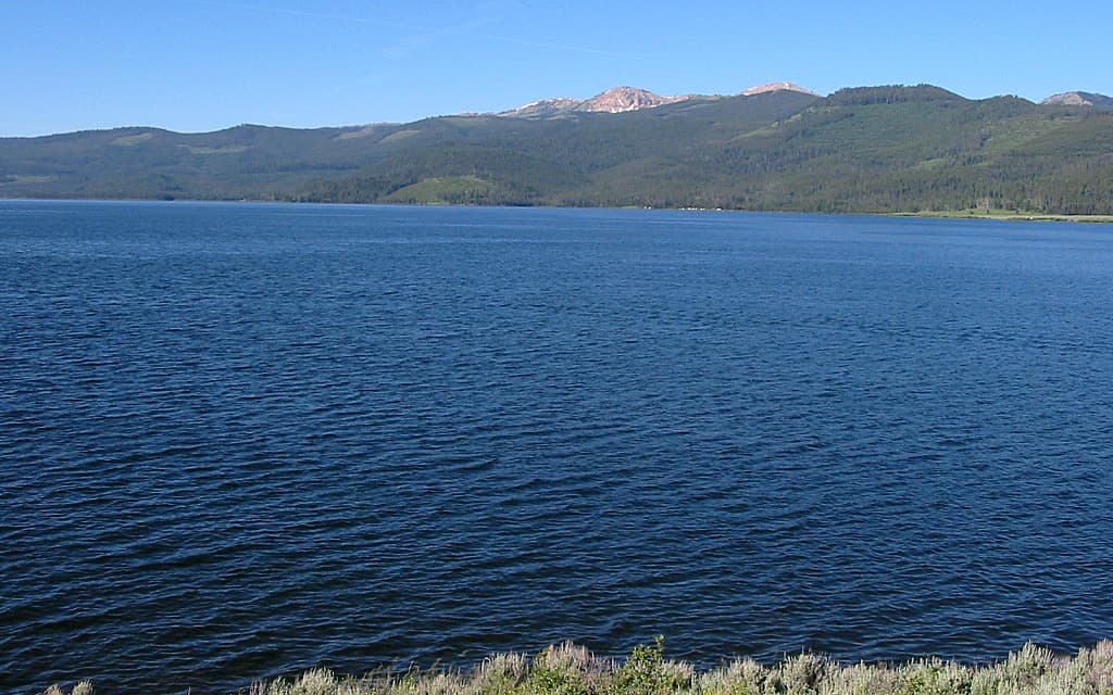 Hebgen Lake with mountain backdrop