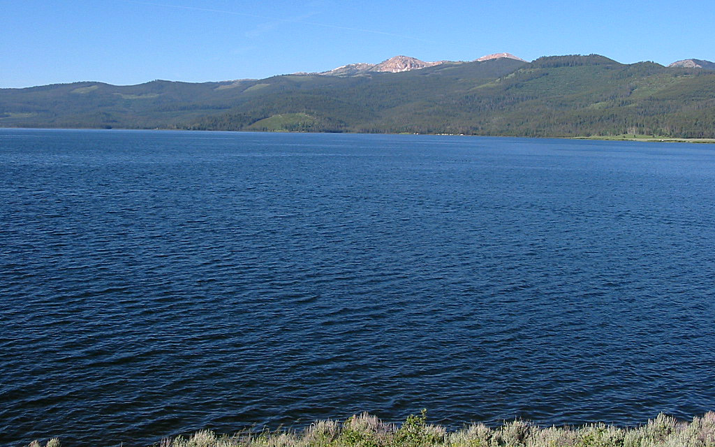 Hebgen Lake with mountain backdrop